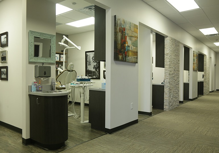 Hallway to dental treatment rooms